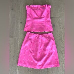 Pink Trina Turk Plaid Windowpane Two-Piece Set